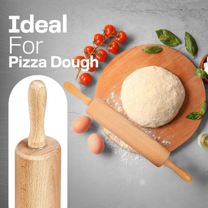 Classic Beech Wood Rolling Pin by [Brand Name] - 17.6 Inch Ergonomic Dough Roller for Baking Pizza, Pastry, and Cookies