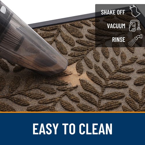 OLANLY Door Mat Indoor Outdoor Entrance, 29.5x17, Waterproof All-Weather All-Season Doormat, Sturdy Natural Rubber, Stain and Fade Resistant, Low Profile, Easy Clean Patio Entryway Mat, Medium Brown
