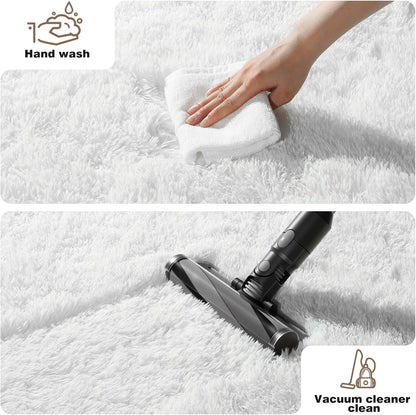 Skiennix Cream White Area Rug - Fluffy Soft Shag Carpet for Kids' Rooms | 2ft x 3ft Non-Slip Design