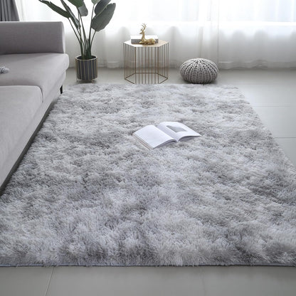 Skiennix Shag Area Rug - Ultra Soft Fluffy Carpet for Bedroom & Living Room | 4x6 Tie-Dye Grey