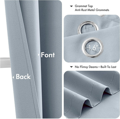 MIULEE Light Blue Blackout Curtains - Thermal Insulated Room Darkening Drapes, 54 Inches Long, 2 Panels