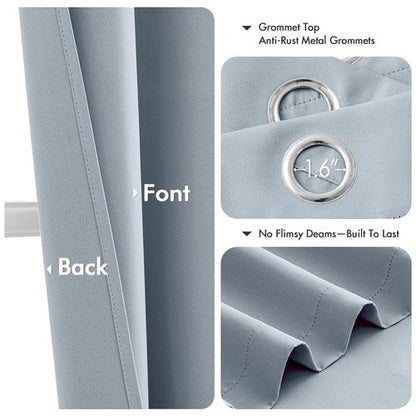 MIULEE Light Blue Blackout Curtains for Bedroom Living Room 84 Inches Long 2 Panels, Thermal Insulated Room Darkening Drapes Solid Grommet Noise Reduction Light Blocking Window Treatments 40x84 Inch