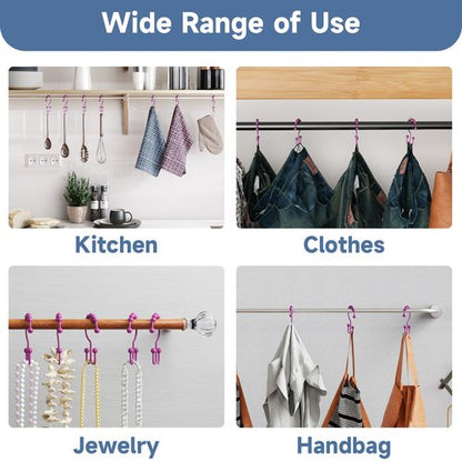 Titanker Shower Curtain Hooks Rings, Rust-Resistant Metal Double Glide Shower Hooks for Bathroom Shower Rods Curtains, Set of 12 Hooks - Fuchsia Rose