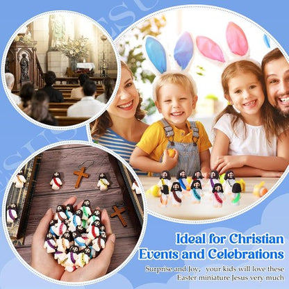 Bememo Mini Jesus Figures - 50 Pcs Christ Toys for Hide and Seek | Colorful Religious Party Favors