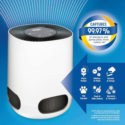 Clorox Air Purifier - True HEPA Filter for Small Rooms Up to 200 Sq Ft | Removes 99.9% of Allergens & Viruses
