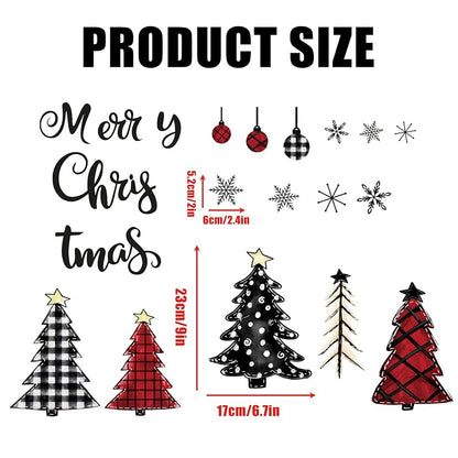 Plaid Christmas Dishwasher Magnets, 20Pcs - Watercolor Tree & Snowflake Set (Variation: Plaid Christmas Tree)