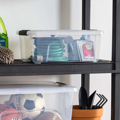 6-Pack 13.5 Qt Stackable Storage Bins with Secure Latching Lids - Lightweight Multipurpose Organizers (Variation: 6+13.5qt)
