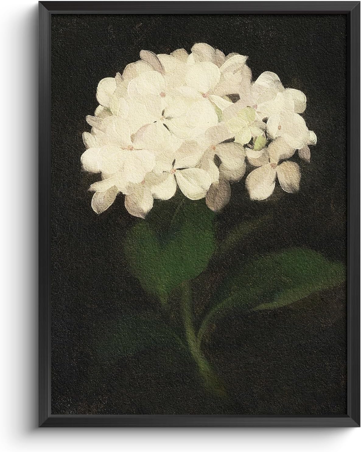 Bzstyleart Metal Framed Wall Art - Textured Hydrangea Canvas Print for Aesthetic Decor | 12 x 16 Inch