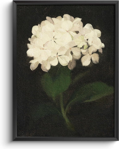 Bzstyleart Metal Framed Wall Art - Textured Hydrangea Canvas Print for Aesthetic Decor | 12 x 16 Inch