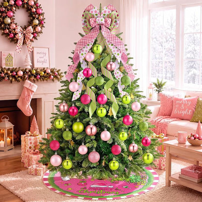 Gejoy 32 Pcs Pink & Lime Green Christmas Tree Decoration Set - Variation: Pink Green Christmas