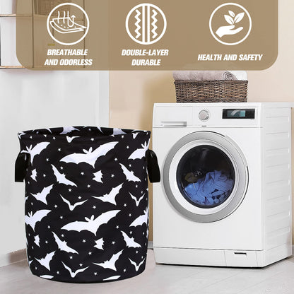 Goth Bats Laundry Basket Halloween Foldable Waterproof Oxford Cloth Funny Tote Bag Laundry Hamper Clothes Storage Bucket Toy Organizer For Bathroom/Laundry Storage/Bedroom Storage Basket 17.7x13.7