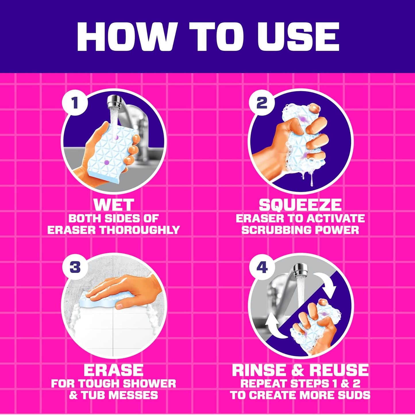 Mr. Clean Magic Eraser Sponge - Powerful Soap Scum Remover with Lavender Scent | 6 Count