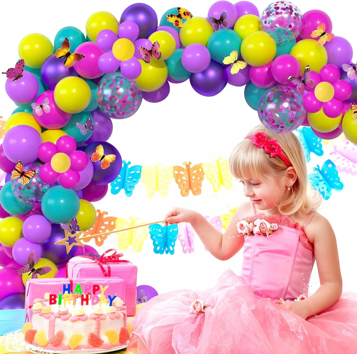 Skiennix 12-Inch Hot Pink, Purple & Teal Balloons - 60 Pcs Metallic Confetti for Kids' Birthday & Baby Shower Party Decor