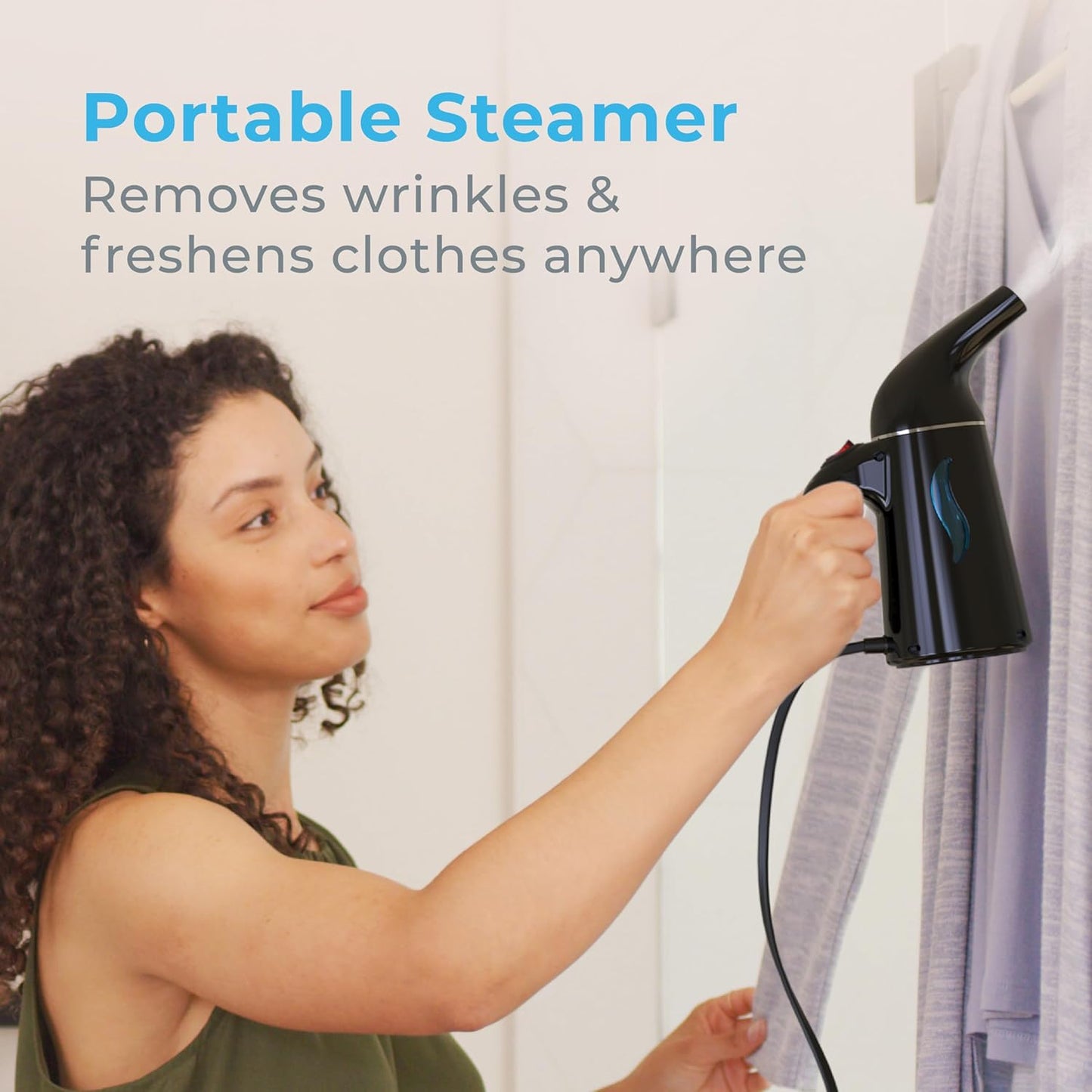 Pure Enrichment Portable Fabric Steamer - Handheld Travel Steamer for Wrinkle Removal | Fast-Heating, Lightweight, Auto Shut-Off (Black)