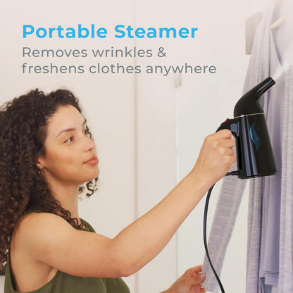 Pure Enrichment Portable Fabric Steamer - Handheld Travel Steamer for Wrinkle Removal | Fast-Heating, Lightweight, Auto Shut-Off (Black)