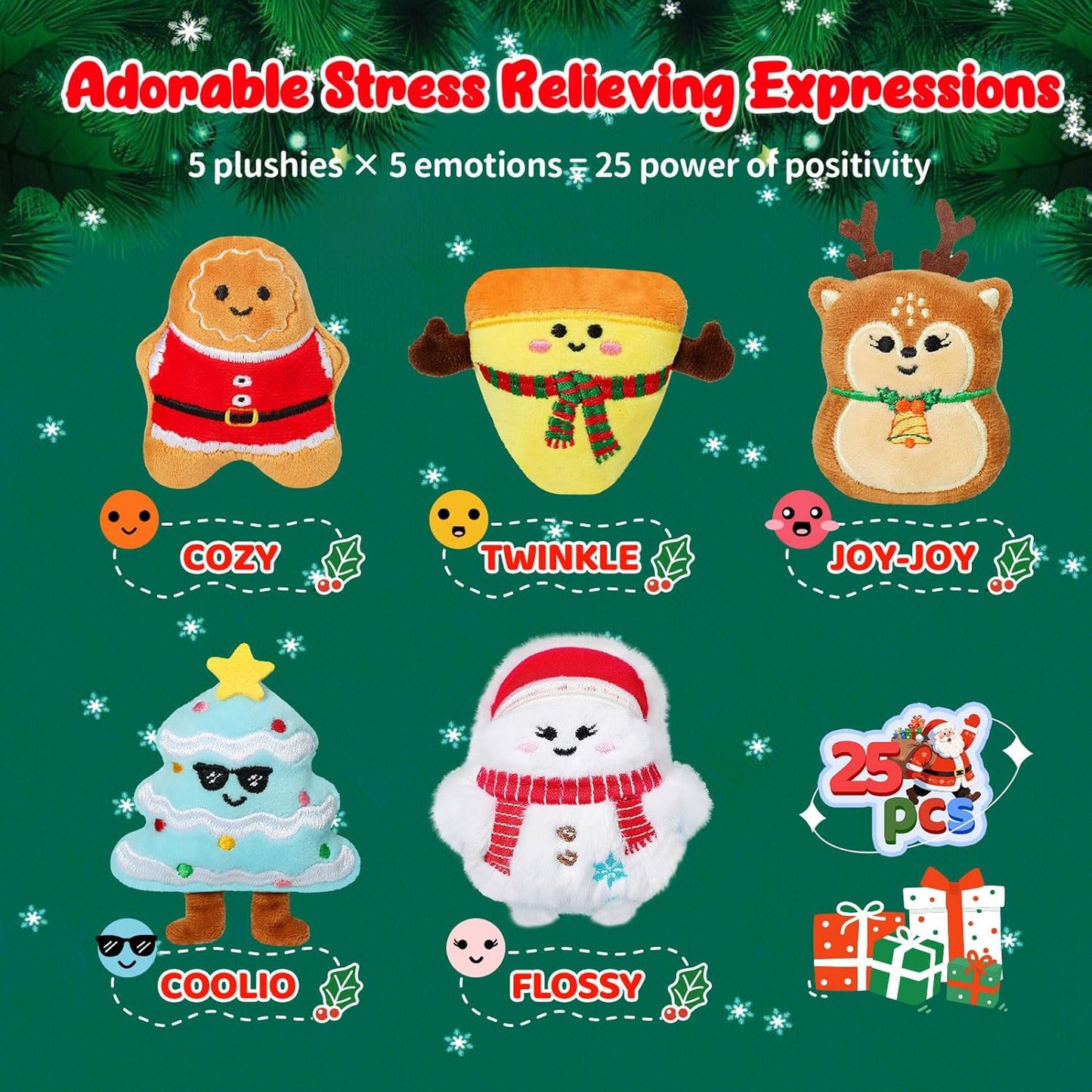 Mini Plush Advent Calendar 2025 by [Brand Name] - 25 Cute Emotional Plushies | Perfect Holiday Gifts for Kids & Collectors