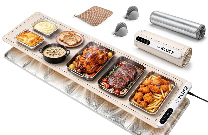 Warming Mat for Food, Extra Long 45x15 in - Graphene Rapid Heat, 6 Temps, 12h Timer, White