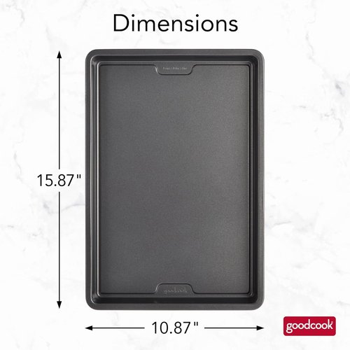 GoodCook PRO Medium Baking Sheet Pan - Nonstick, Warp & Scratch-Resistant Carbon Steel | 10 x 15-Inch, Gray
