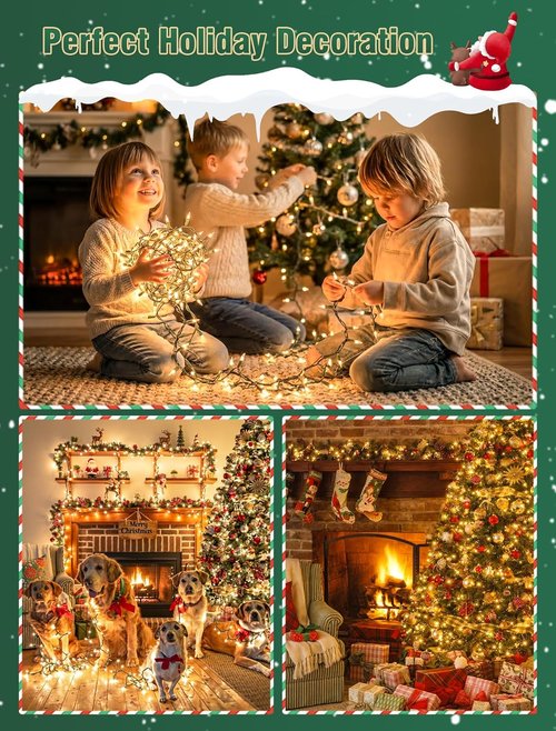 Hopolon Clear Christmas Lights Set - 50 Count Mini String Lights on Green Wire - 13 Feet for Indoor/Outdoor Decor