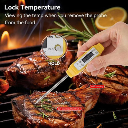 Akozon Digital Food Thermometer - High Accuracy Automatic Calibration Pocket Thermometer | Yellow