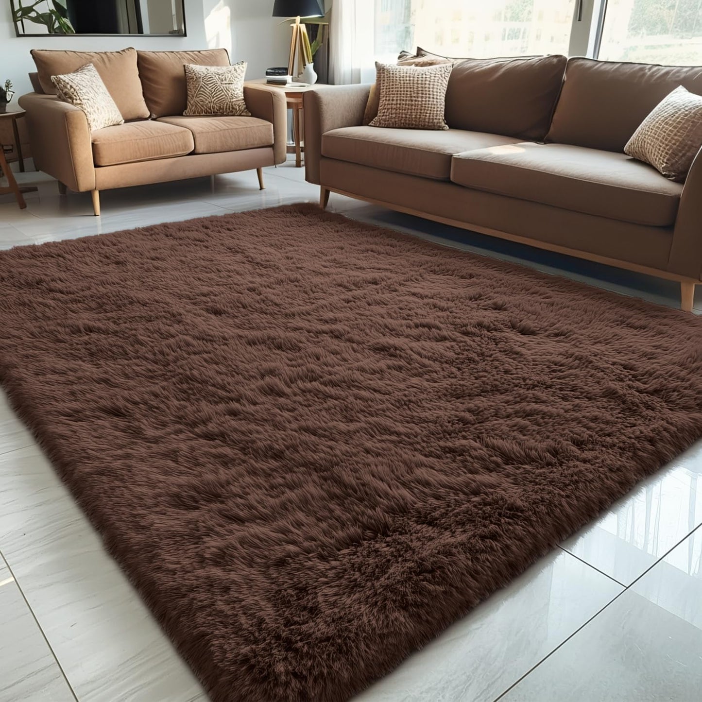 OLANLY Large 5x8 Machine Washable Area Rug - Soft Fluffy Shaggy Carpet for Living Room & Bedroom
