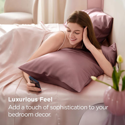 Bedsure King Size Satin Pillowcase Set - Silky Nostalgia Rose Pillow Cases for Hair & Skin | 20x36 Inches, 2-Pack