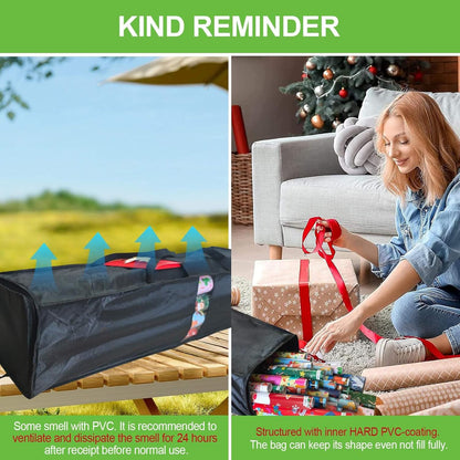 Newbob Gift Wrapping Storage Bag - Heavy Duty Waterproof Organizer for Up to 30 Rolls, 41" with Zipper & Pockets