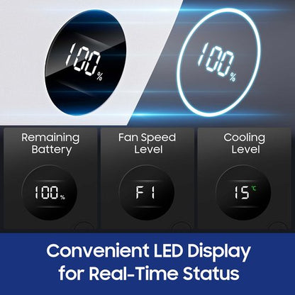 HomePlus Cooling Neck Fan, 2-in-1 Neck Air Conditioner Portable Rechargeable, Wearable Personal Fan, 4400mAh Large Battery, Ergonomic Design, White
