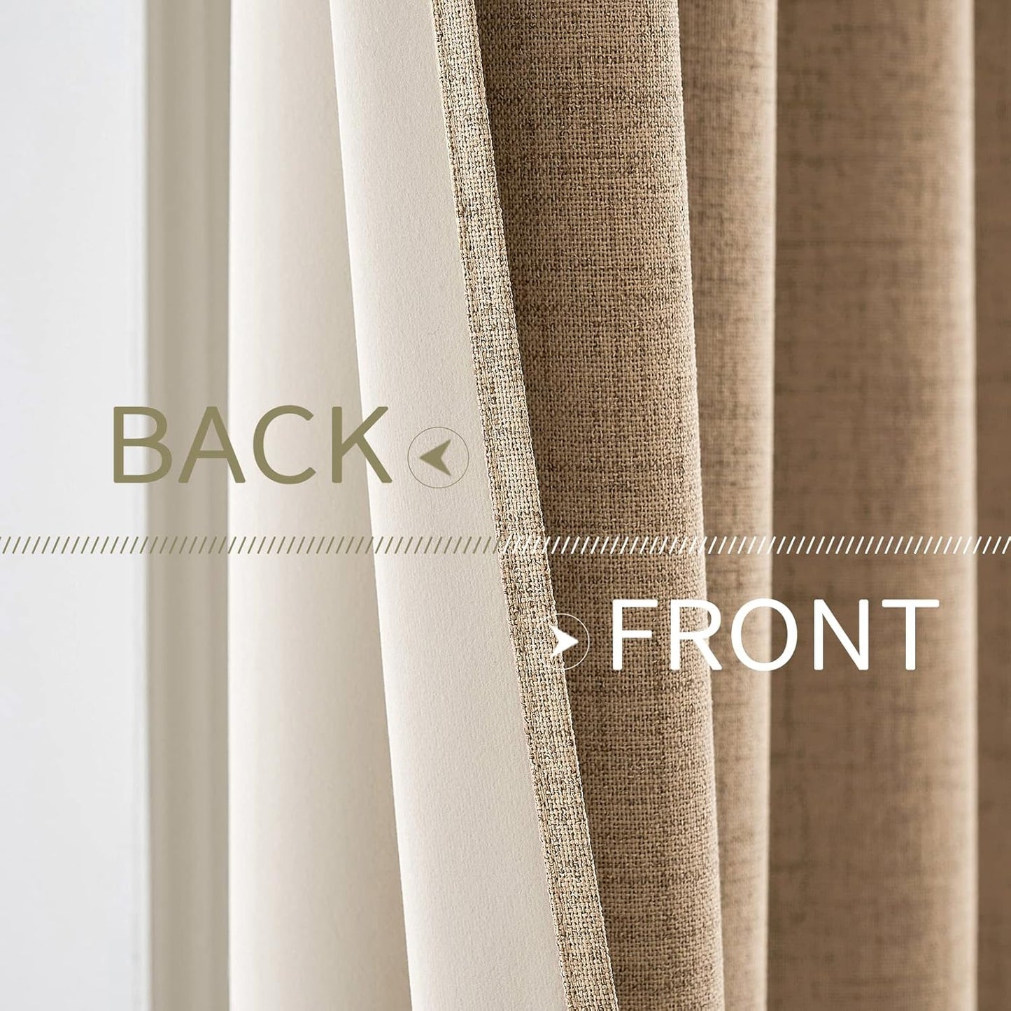 MIULEE 100% Blackout Linen Curtains - Thermal Insulated Copper Brown Grommet Drapes | 42 x 63 Inch (2 Panels)