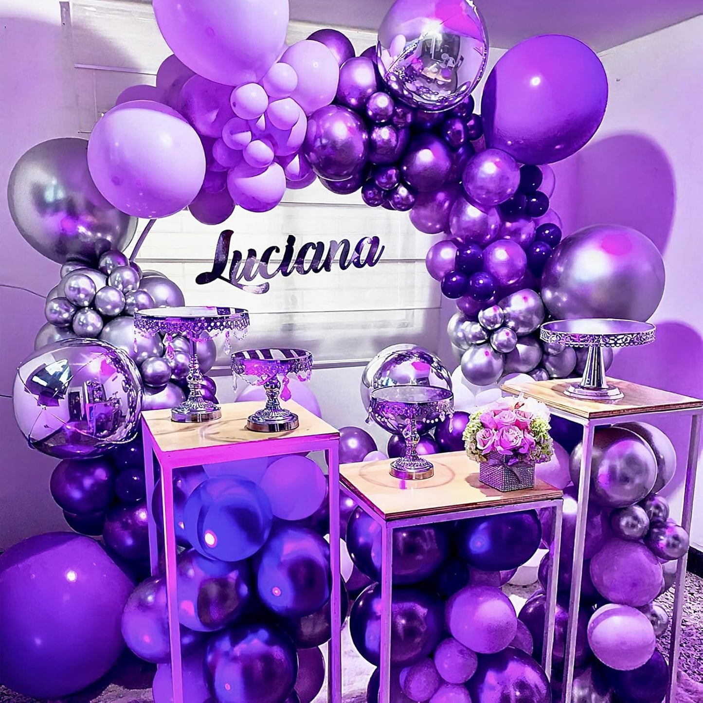 PartyWoo Metallic Purple Balloons - 36 Inch Chrome Latex Helium Balloons for Celebrations | 4 Pack