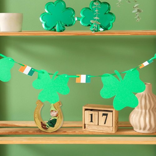 Gift Boutique St. Patrick’s Day Leprechaun Figurine - Lucky Charm Ornament on Golden Horseshoe for Home & Office Decor
