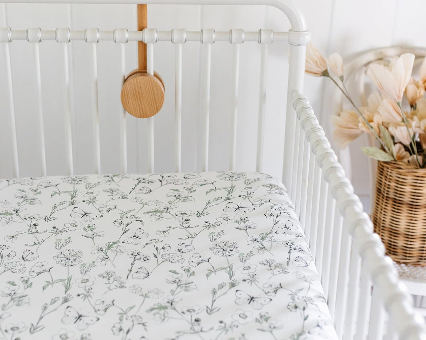 Skiennix Fitted Baby Crib Sheets - Buttery Soft Organic Cotton Blend | 2 Pack in Butterfly Garden Design