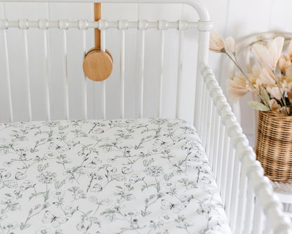 Skiennix Fitted Baby Crib Sheets - Buttery Soft Organic Cotton Blend | 2 Pack in Butterfly Garden Design