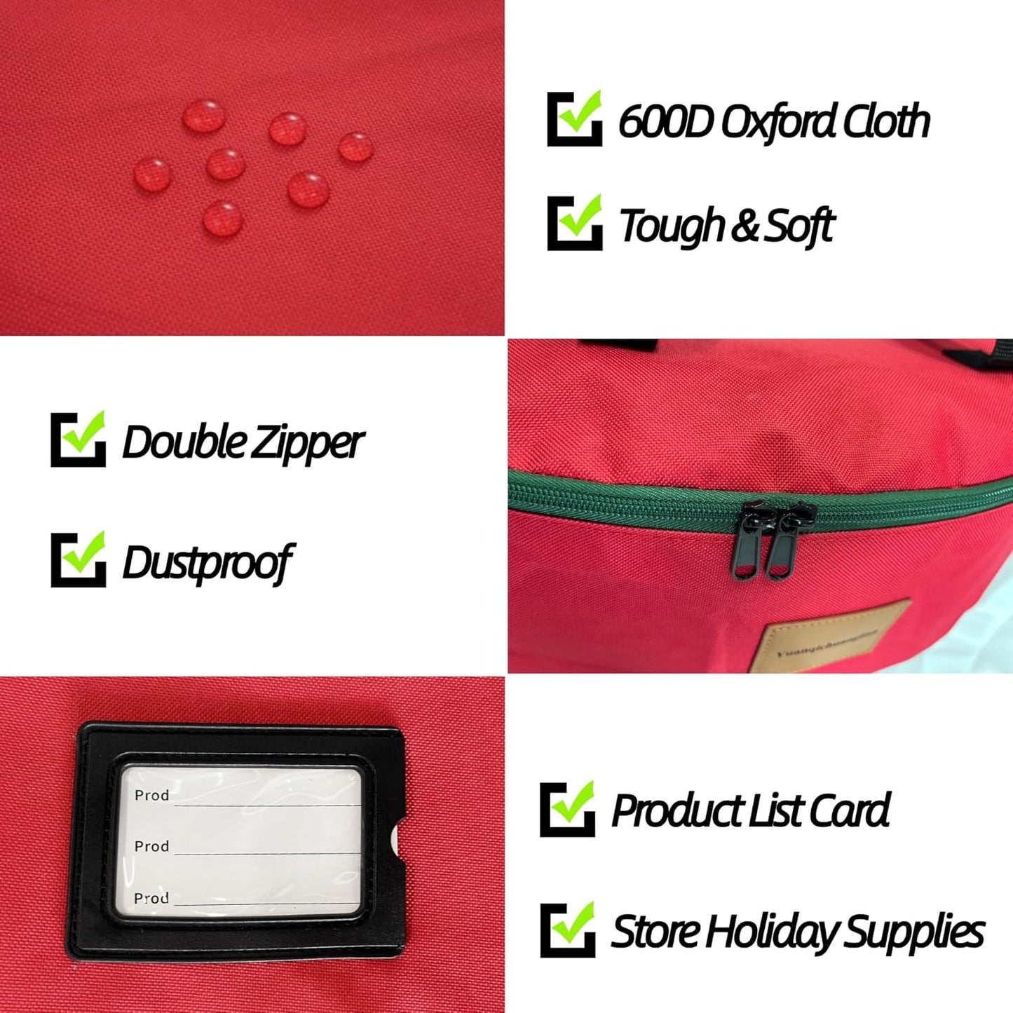 Skiennix Wreath Storage Container - Heavy Duty 600D Oxford Cloth, 24x12 Inch Red Double Bag for Holiday Wreaths