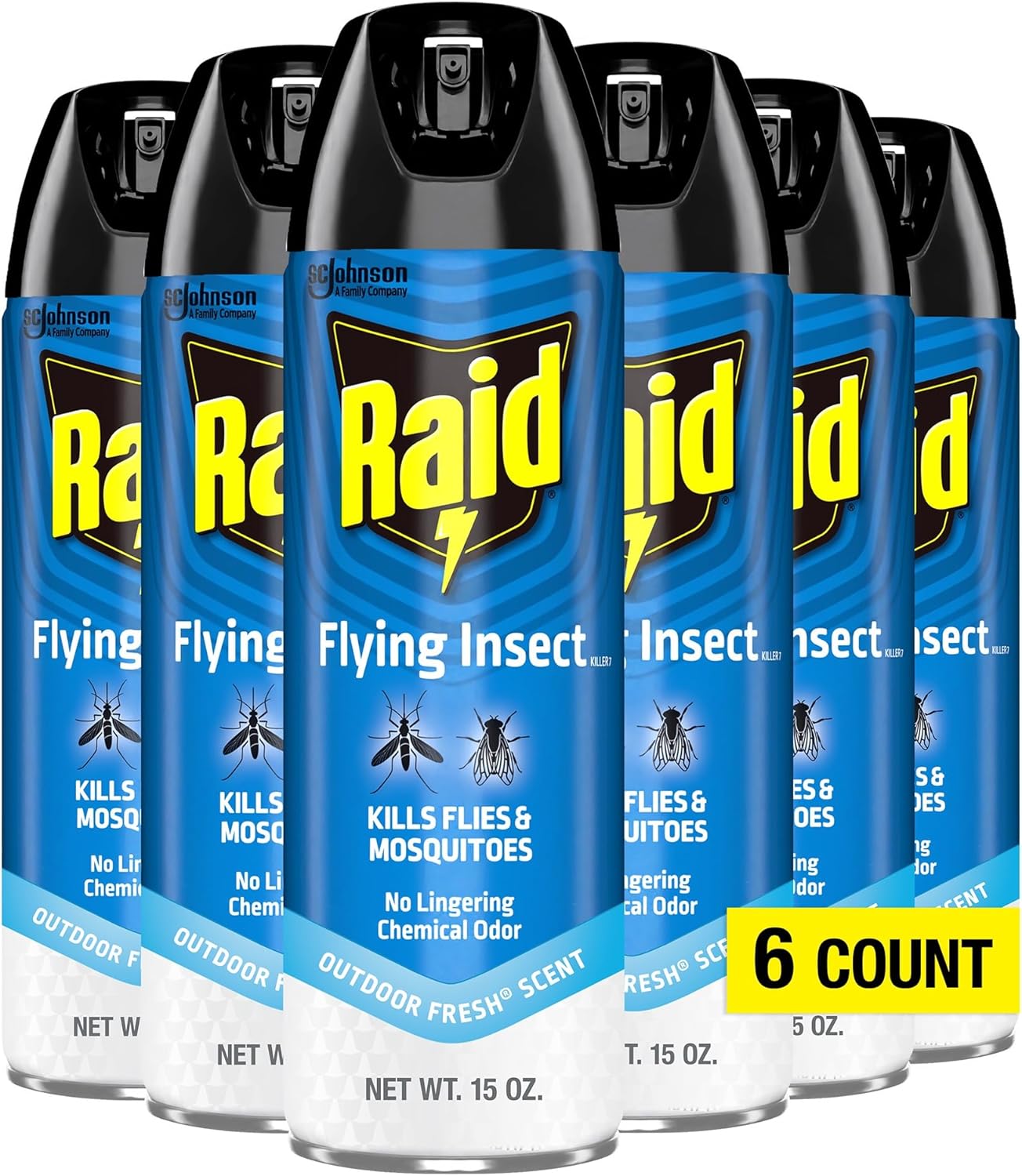 Raid Flying Insect Killer - Mosquito & Fly Control | Fresh Scent, 15 Ounce (Pack of 6)