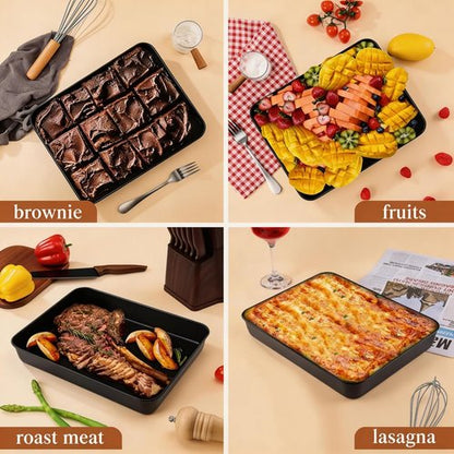 LIANYU Non-Stick Baking Cake Pan - 12⅓ x 9¾ x 2 Inch Stainless Steel Bakeware for Healthy Cooking