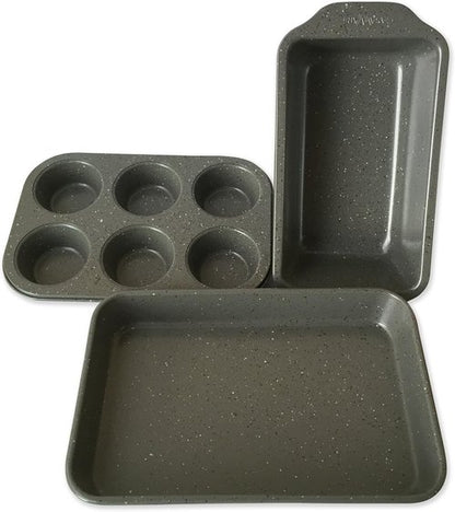 CasaWare Toaster Oven Set - 3-Piece Silver Granite Kitchen Essentials for Perfect Toasting