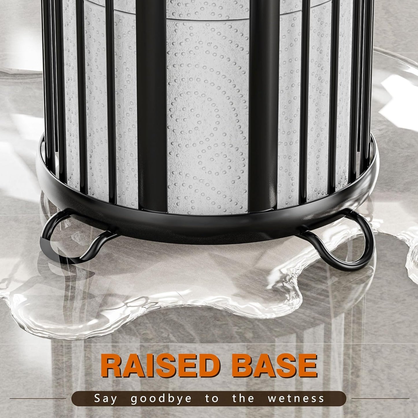 Modern Black Toilet Paper Holder Stand | Freestanding Tissue Organizer for Mega Rolls