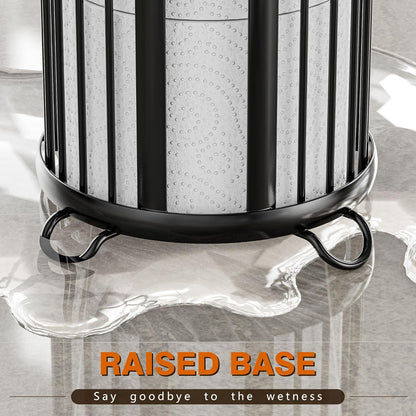 Modern Black Toilet Paper Holder Stand | Freestanding Tissue Organizer for Mega Rolls