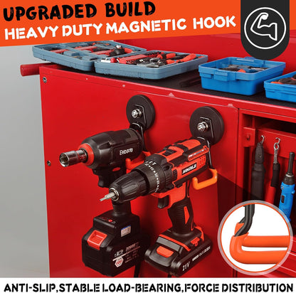 ULIBERMAGNET Heavy Duty Magnetic Garage Hooks - 4 Pack Strong Magnet Hooks for Tools & Storage (Orange)