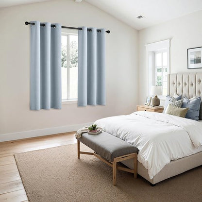 MIULEE Light Blue Blackout Curtains for Bedroom Living Room 63 Inches Long 2 Panels, Thermal Insulated Room Darkening Drapes Solid Grommet Noise Reduction Light Blocking Window Treatments 40x63 Inch