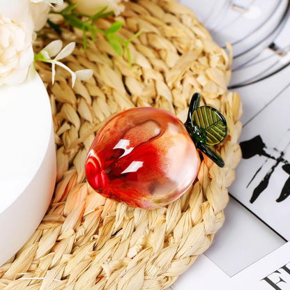 YWHL Handcrafted Glass Peach Figurine - Elegant Kitchen Decor & Crystal Art Collectible | Perfect for Home Office Tabletop