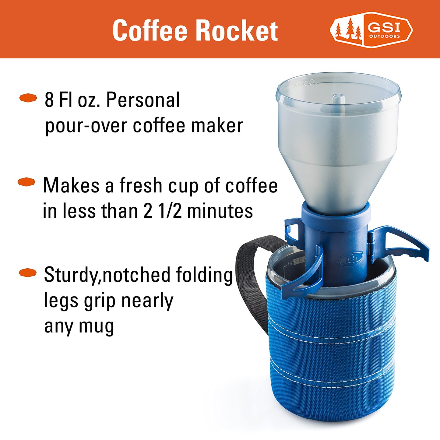 GSI Outdoors Coffee Rocket Pour-Over Coffee Maker I Collapsible, Nesting, Drip Coffee Set for Camping & Travel