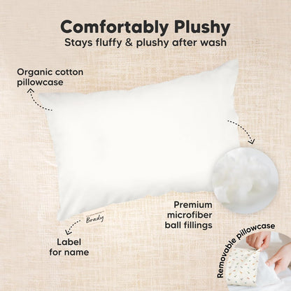 My Little Dreamy Mini Toddler Pillow - Soft & Breathable Organic Cotton | 9x13 for Kids 2-4 Years (French Gray)