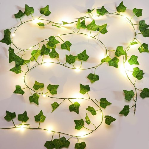 KASZOO Fairy Light Vines - 2 Pack 6.56 Ft Artificial Garland with 40 LEDs | Battery Operated Ivy Decor