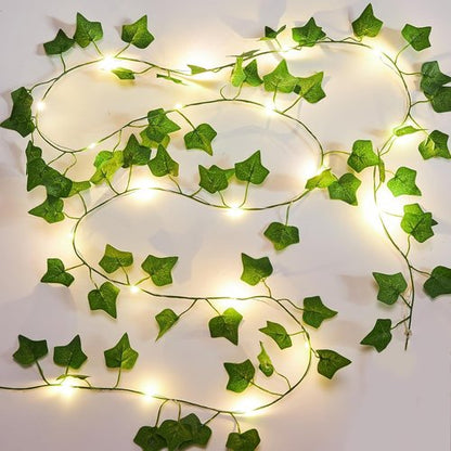 KASZOO Fairy Light Vines - 2 Pack 6.56 Ft Artificial Garland with 40 LEDs | Battery Operated Ivy Decor