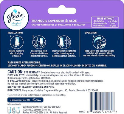 Glade PlugIns Refills Air Freshener - Tranquil Lavender & Aloe Scent, 5 Count, 3.35 Fl Oz