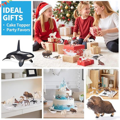 Arctic Polar Animal Figurines Set by [Brand Name] - 12 Realistic Plastic Toys | Includes Polar Bear, Orca & More