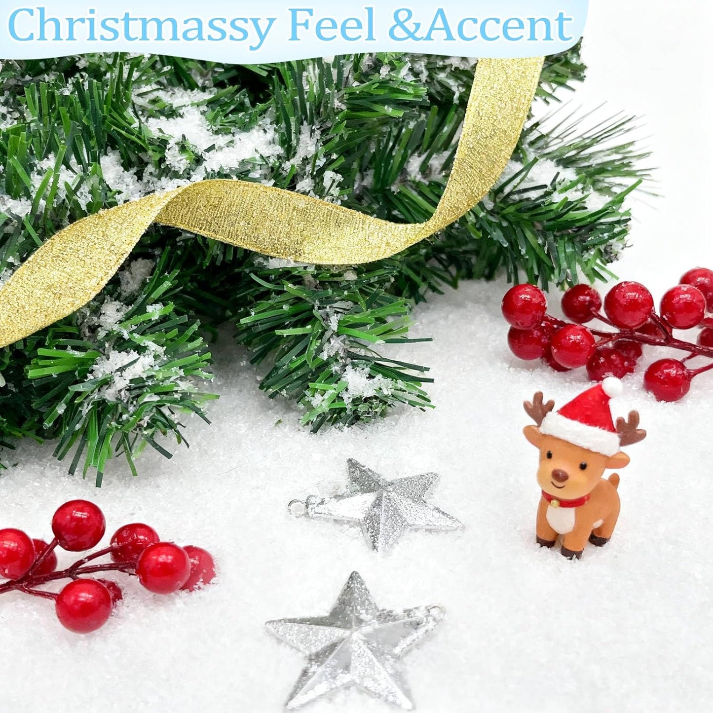 TURNMEON Fake Artificial Snow Powder - 35 Ounces of Sparkling Dry Plastic Snowflakes for Christmas Decor