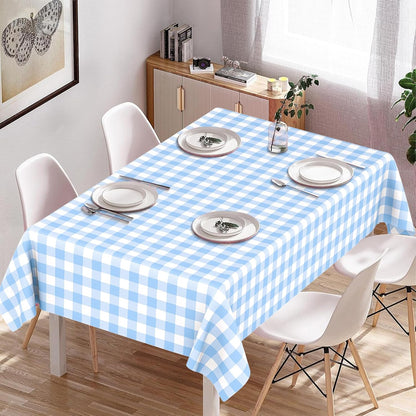 Skiennix Blue Gingham Tablecloth - Disposable Light Blue Checkered Design | Perfect for Outdoor Events (54 x 108 Inch)